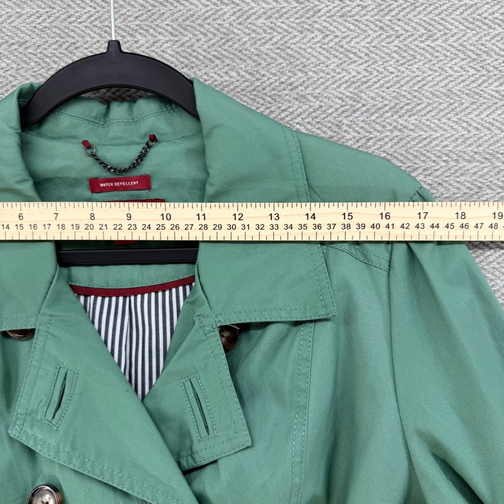 Merona Trench Coat XL Green Water Repellent Belted Double Breasted Rain Jacket - Picture 8 of 12